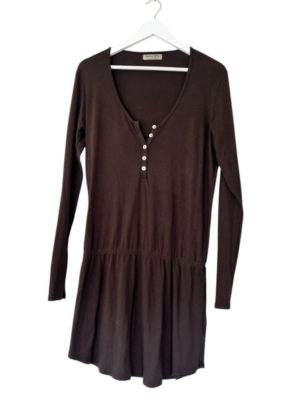 Michael Stars drop-waist Henley knit mini dress Costal Casual Loungewear Y2K OS